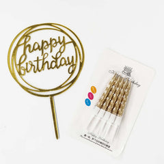 Gold Happy Birthday Candles Set 1