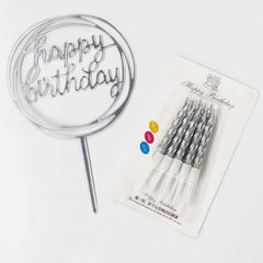 Silver Happy Birthday Candles Set 1