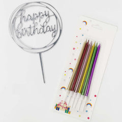 Silver Happy Birthday Candles Set 3
