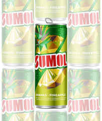 6 latas de suco espumante de abacaxi Sumol