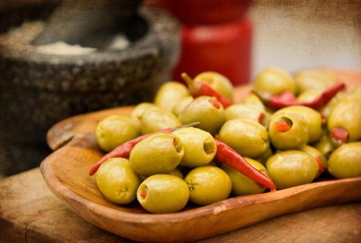 Greek Green Olives stuffed with Red Pepper