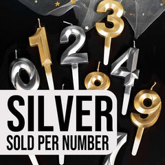 Happy Birthday Silver Number Candle