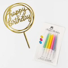 Gold Happy Birthday Candles Set 2