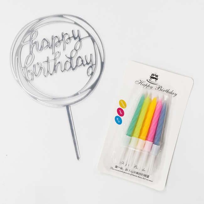 Conjunto de velas prateadas de feliz aniversário 2