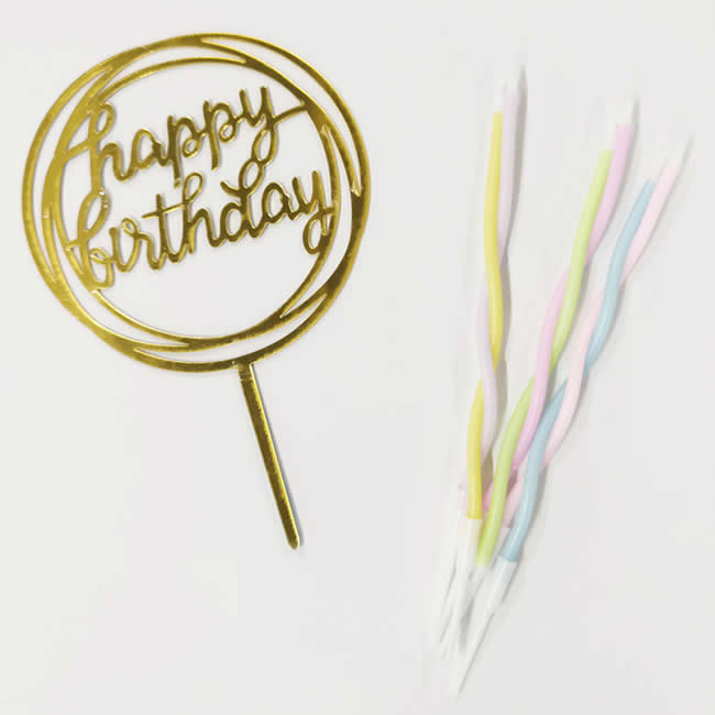 Gold Happy Birthday Candles Set 4