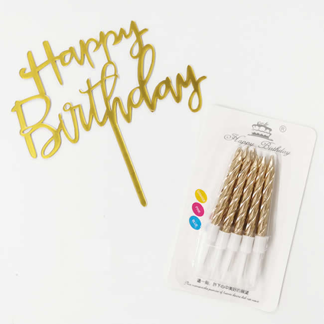 Gold Happy Birthday Candles Set 8