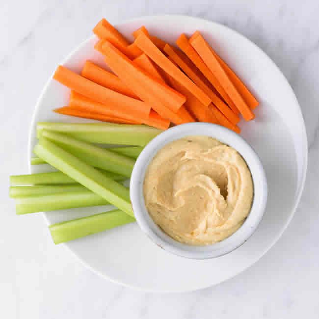 Hummus Carrot Celery Snack Idea