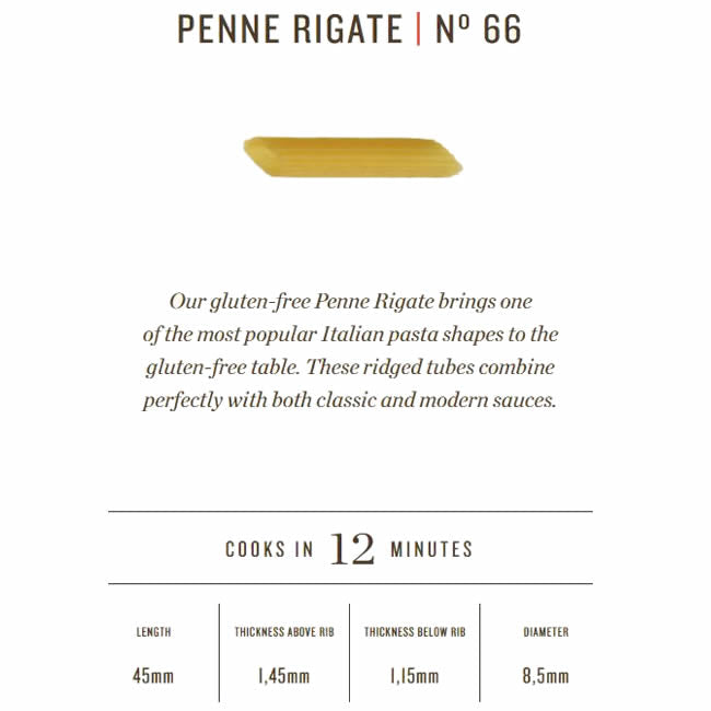 Penne Rigate No.66 Gluten Free
