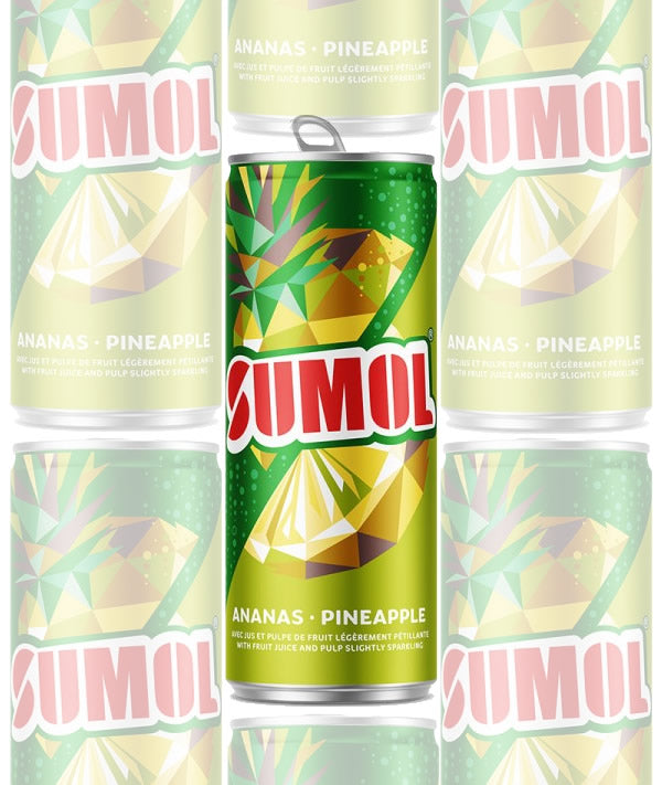 6 latas de suco espumante de abacaxi Sumol